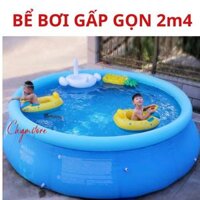 Bể bơi 2m4, hồ bơi gấp gọn ngoài trời, phao bơi tròn cỡ lớn, bể bơi di động ngoài trời