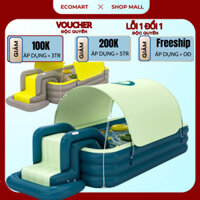 Bể bơi-bể bơi có mái che và cầu trượt phao cho bé( TẶNG KÈM BƠM ĐIỆN,KEO DÁN PHAO VÀ PHAO BƠI CHO BÉ )