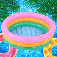 Bể bơi bơm hơi BANGSHE, Bể bơi trẻ em mùa hè 60cm, Bồn tắm nước chơi cầu vồng bằng nhựa PVC tròn có thể gập lại cho trẻ em