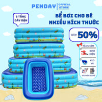 Bể bơi cho bé thành cao 3 TẦNG - hồ bơi gia đình TẶNG KÈM BƠM ĐIỆN VÀ MIẾNG VÁ - bể bơi phao cho bé - PENDAY STORE