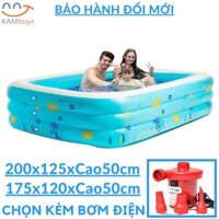 Bể bơi cho bé thành cao kiểu hồ phao bơm hơi (cỡ 200 và 175cm) làm bồn tắm hoặc nhà bóng trong nhà gấp gọn