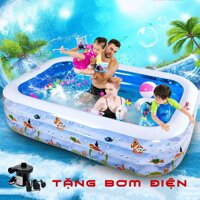 Bể bơi cỡ lớn 3m khổng lồ, Bể bơi 2m9 - 3m66 Cỡ Lớn 3 Tầng Tặng Kèm Bơm Điện Clevermart mẫu 2021 - Bể 1m5 kèm bơm
