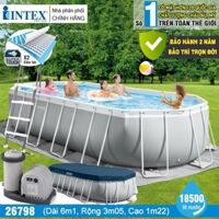 Bể bơi khung kim loại PREMIUM OVAL dài 6m1 INTEX 26798