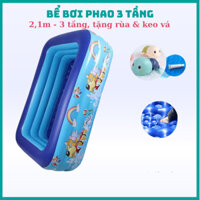 Bể Bơi Phao 2M1 - 3 Tầng, Đáy Chống Trơn Trượt - Tặng Kèm Đồ Chơi Thả Bồn Tắm