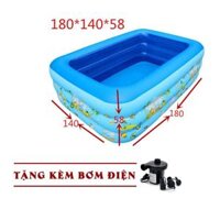 Bể Bơi Phao 3 tầng 1m5 - 1m8 - 2m1 - 2m5 - 2m9 - 3m66 cho gia đình Tặng Kèm Bơm thổi hút 2 chiều  - Bể 1m5 Kèm Bơm