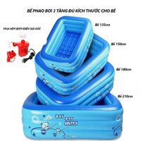Bể Bơi Phao 3 Tầng Cho Bé , Bể Bơi Mini 3 Tầng, Thành Cao, Chống Trượt , Đầy Đủ Kích Thước