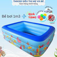 Bể bơi phao cho bé 1m3 🐋FREESHIP🐋 Bể bơi 3 tầng đáy 2 lớp chống trơn trượt an toàn, hồ bơi cho bé