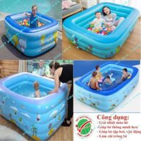 Bể bơi phao cho bé kích 1m8 và 2m1 - 3 Tầng, bể bơi bơm hơi có đáy chống trơn, tặng kèm bộ keo vá - Bể 120cm - không kèm bơm