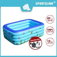 Bể bơi phao hồ bơi Hình chữ nhật hoa văn ngẫu nhiên 3 tầng Tặng kèm Bơm Sportslink - 1.8m