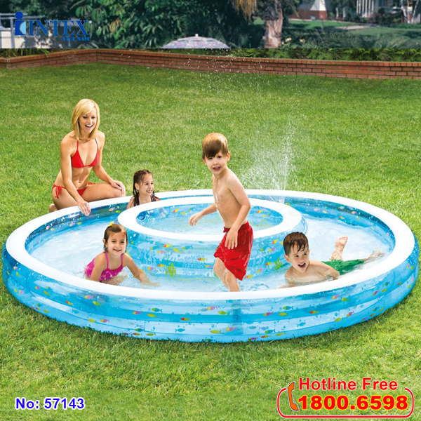 Bể bơi phao 2 vòng có vòi phun mưa Intex 57143