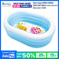 Bể bơi phao mini cho bé hình Oval INTEX 57482 hồ bơi trẻ em bơm hơi có 3 tầng hút xả hơi tiện dụng màu xanh trong suốt mát mẻ - Chính hãng INTEX Bảo hành 12 tháng