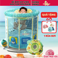 Bể bơi thành cao TẶNG PHAO BƠI, size 80X80CM,bể bơi cho bé sơ sinh, hồ bơi đứng, hồ bơi thủy lệu, Dinobaby
