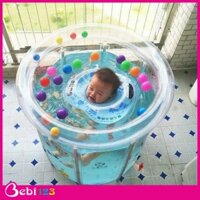 Bể Bơi Tròn Thành Cao Cho Bé Sơ Sinh Tập Bơi Kèm Phao Cổ, Đồ Bơm kích thước 80x80cm Dolphin
