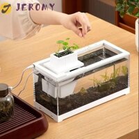 Bể cá để bàn Mini JEROMY, trong suốt có đèn LED Hộp cá bể cá, không gian trồng thức ăn tiện lợi với máy bơm nước Lọc bể cá cảnh vi mô Cá nhiệt đới