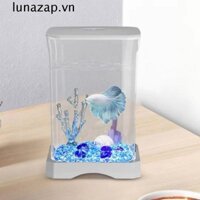 Bể cá LUNAZAP Betta, trong suốt cao có lỗ cho ăn Bát cá để bàn, Bể cá vàng Mini Acrylic có thể tháo rời thực tế cho văn phòng tại nhà