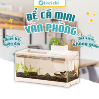 Bể cá mini BUNA có máy bơm nước có tích hợp đèn thủy sinh, bể cá để bàn văn phòng 30*13*19.3cm