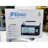 BỂ CÁ MINI CÓ ĐỒNG HỒ ĐỂ BÀN DỄ THƯƠNG JENECA TG 03M TẶNG KÈM ĐÁ TRANG TRÍ