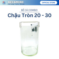 Bể cá mini để bàn tròn D20H30 COMBO Hồ-Lọc-Đèn kèm phụ kiện tiểu cảnh