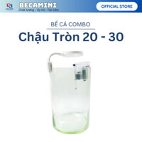 Bể cá mini để bàn tròn D20H30 COMBO Hồ Lọc Đèn kèm phụ kiện trang trí