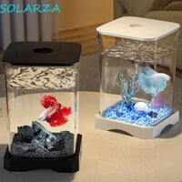 Bể cá SOLARZA Betta, có thể tháo rời có lỗ cho ăn Bát cá để bàn, Bể cá vàng Mini trong suốt cao Acrylic thực tế cho tôm cá hề
