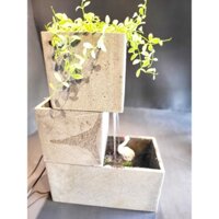 Bể cá- Thác nước chảy nhẹ nhàng róc rách thư giãn,  Dài 40cm  đá ong xám - nước chảy tuần hoàn không cần cấp thoát