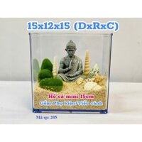 Bể Cá Thủy Sinh, Hồ Cá Mini Để Bàn, Bể Cá Cảnh Văn Phòng Mini 15cm (Mã sp: 205)