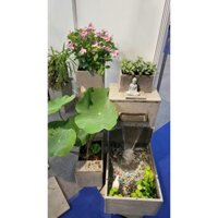 Bể cá tiểu cảnh  thác nước độc đáo từ đá tổ ong thác chảy róc rách tự nhiên D60xR20xC70cm đặt ban công, sân thượng