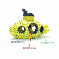 Bể cá trang trí cảnh quan con tàu đắm mô phỏng tàu ngầm trang trí bể cá tàu ngầm màu vàng con tàu đ
