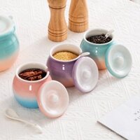 Bể Dầu Gốm Gradient Chịu Nhiệt Độ Cao,Bình Gia Vị Gia Dụng Có Nắp, Bình Dầu Ớt, Bình Muối Đường Gốm Sứ FX1A