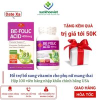 Be Folic Acid 400mcg vitamin cho bà bầu hộp 100 viên