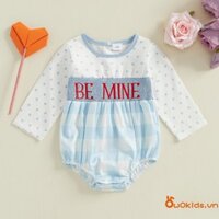 Bé Gái Áo Liền Quần Dài Tay Cổ Tròn Kẻ Sọc Chấm In Chữ Thêu Body Quần Áo Thường Ngày