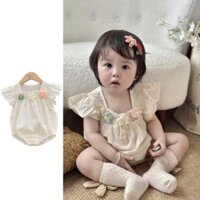 Bé Gái Áo Liền Quần Quần Áo Mùa Hè Tay Ngắn Jumpsuit Bé Gái Hoa Ins Thời Trang Body 0-2 Tuổi Quần Áo Cho Bé Onesie