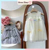 Bé Gái Áo Vest Không Tay Nơ Thời Trang Mùa Hè Trẻ Em Váy Gauzy 0-4 Tuổi