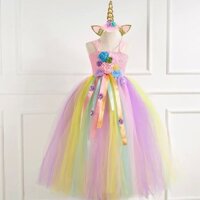 Bé Gái Công Chúa Kỳ Lân Bộ Váy Dài tutu Trẻ Em Váy Cho Gilrs Cosplay Sinh Nhật Halloween Cầu Vồng Kỳ Lân Đảng Trang Phục