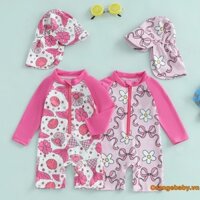 Bé Gái Dài Tay Nơ Hoa / Vỏ Nàng Tiên Cá In Hình Đuôi Trẻ Em Tắm Có Đồ Bơi Mũ Bơi