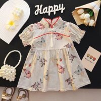 Bé Gái Đầm Sườn Xám Công Chúa 2024 Đầm Váy Trẻ Em Hanfu Đầm Mori Phong Cách Mới Phong Cách Trung Hoa 9.6