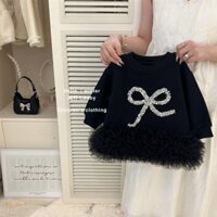 Bé Gái Lông Cừu-Fleece Áo Mùa Đông Phong Cách Mới Bé Gái Khâu Gạc Đầm Thời Trang Phiên Bản Hàn Quốc Lông Tơ Đầm Công Chúa Phong Cách Hợp Thời Trang