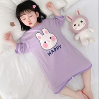 Bé Gái Một Mảnh Bộ Đồ Ngủ Cotton Nguyên Chất Tay Ngắn Mỏng Phong Cách Trẻ Em Túi Ngủ Bé Gái Bé Chống Đá