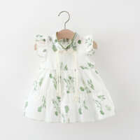 Bé Gái Mùa Hè Cotton Đầm Hoa Hồng In Hình Tay Bay Nhỏ Trung Quốc Qipao Phong Cách