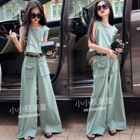 Bé Gái Mùa Hè Phong Cách Chanel Áo Vest Phù Hợp Với Mùa Hè 2024 Phong Cách Mới Thời Trang Áo Vest Cổ Rộng Quần Hai Mảnh Phù Hợp Với Hợp Thời Trang❤3.11❤