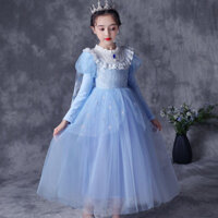 Bé Gái Mùa Xuân Frozen Đầm Công Chúa Elsa Đầm Bé Gái Váy Váy Lông Tơ Gạc Đầm