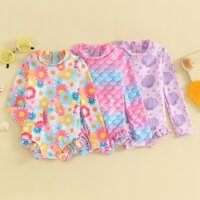 Bé Gái Rash Guard Đồ Bơi Dài Tay Họa Tiết Hoa / Vỏ / Cá Quy Mô In Hình Xù Dây Kéo Bộ Đồ Tắm