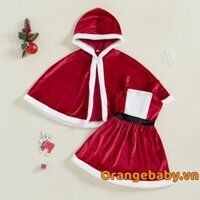 Bé Gái Santa Terry Vải Cạnh Không Tay Chữ A Sling Đầm Có Mũ Trùm Đầu Áo Khoác Phù Hợp Với