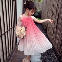 Bé Gái Sling Đầm Bé Gái Gradient Đi Biển 2024 Voan Đầm Thời Trang Trẻ Em Dây Đầm 3.10 yn1