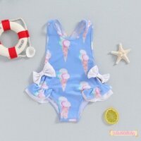 Bé Gái Tankini Đồ Bơi Mùa Hè In Kem Nơ Dễ Thương Xù Đồ Bơi