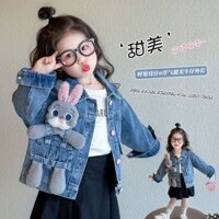 Bé Gái Thỏ Sĩ Quan Cảnh Sát Áo Khoác Denim 2025 Trẻ Em Thời Trang Thường Ngày Đẹp Trai Thời Trang Top 3.2