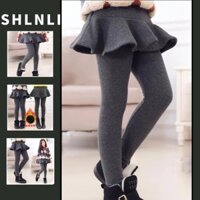 Bé Gái Thu Đông Giả Hai Mảnh Hakama Lông Cừu Lót Dày Quần Trẻ Em Làm Dày Quần Legging