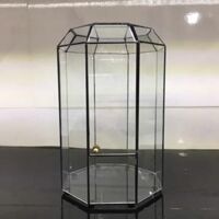 Bể kính lồng chim mini dùng trang trí tiểu cảnh, terrarium kích thước D12xR12xC18 (Núm đồng)