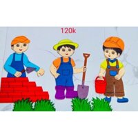 bé làm kỹ sư, góc xây dựng vải nỉ cứng