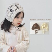 Bé Len Bảo Vệ Tai Mũ Thời Trang Móc Hoa Công Chúa Bé Gái Beanies Mũ Ngoài Trời Tập Đi Chống Gió Đan Mũ Bonnet